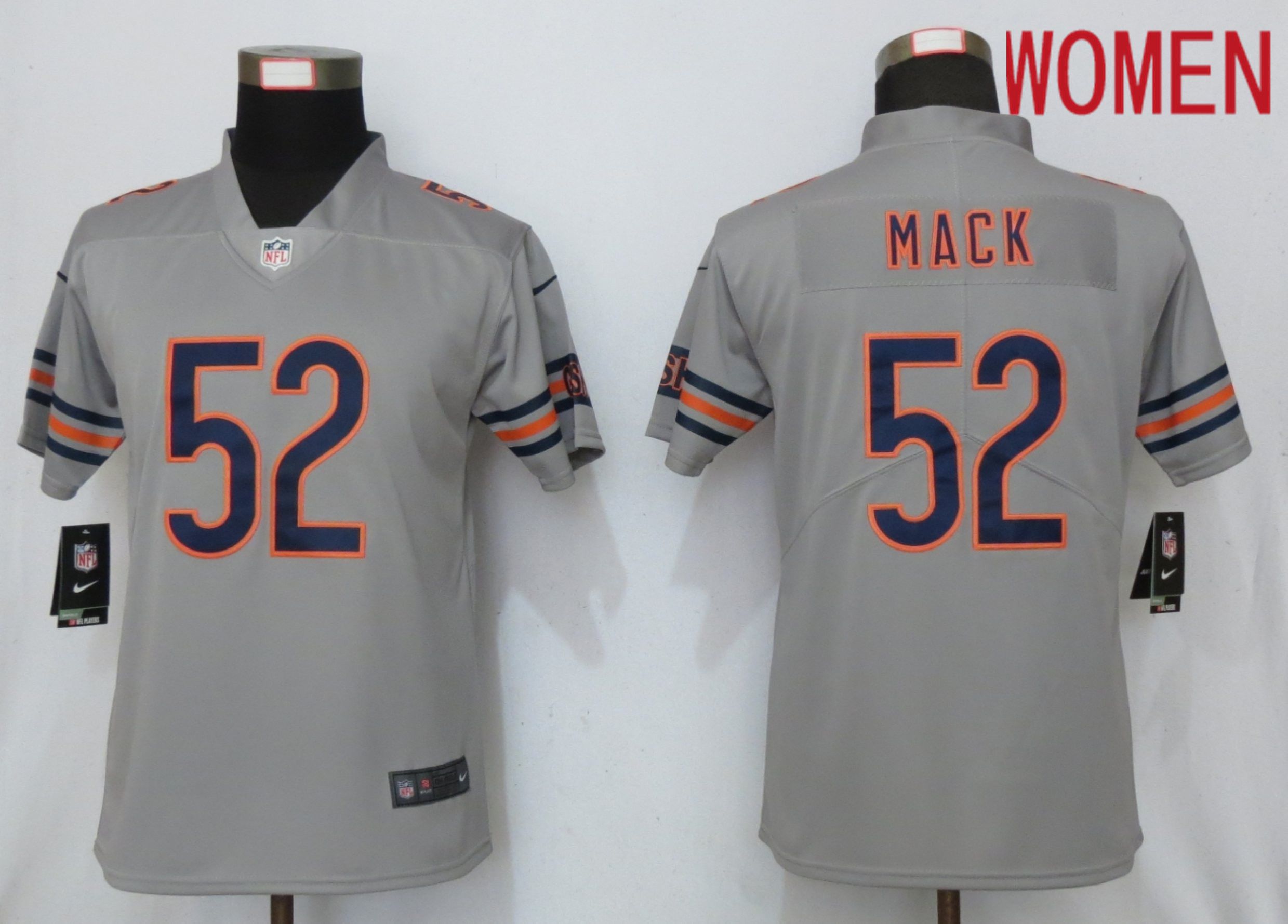 Women Chicago Bears #52 Mack Grey 2019 Vapor Untouchable Nike Silver Inverted Elite Playe NFL Jerseys